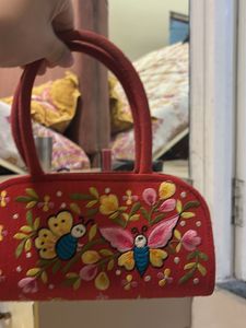 Red Embroidered Butterfly Clutch