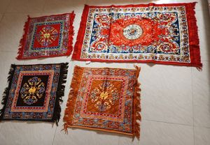 Kuber Industries Velvet Prayer Multipurpose Rug Mat (2 ft X 2 ft, 2-Gold, 2-Red and 2-Maroon=6 Rug Mat) & 1 Kuber Industries Rugs (Red, Velvet, Standard)