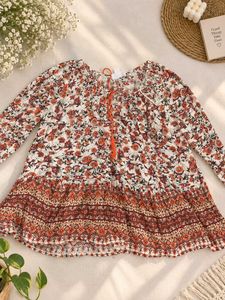Boho Floral Print Tunic Top