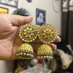 Yellow Jhumka Earrings