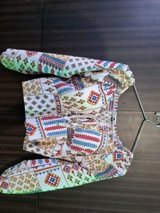 Boho Patchwork Print Crop Blouse