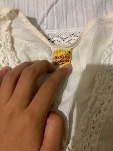 Boho White Embroidered V-Neck Top