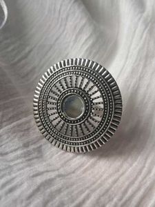 Vintage Oxidized Silver Round Mirror Ring
