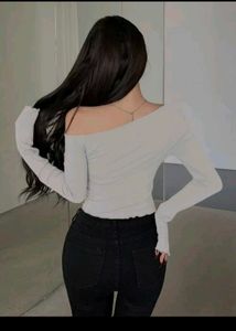 Chic One-Shoulder Long Sleeve Top , trendy