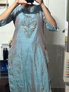 Light Blue Embroidered Kurta