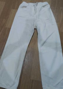 Cream Wide Leg Jeans