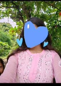 Pink Embroidered mirror work kurti with inner
