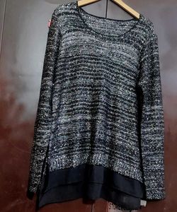 Black Sparkly Winter Knit Top For 44 Bust