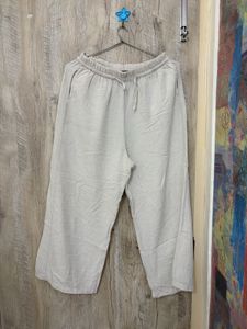 Cream Wide Leg Linen Pants