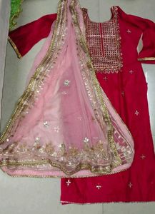 Elegant Pink Kurta with premium heavy dupatta