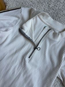 Knitted Half-Zip White Top