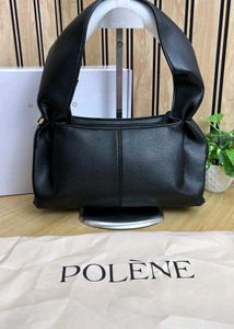 Polene Elegant Black Leather Handbag
