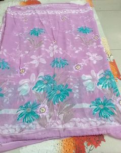 Flower Printed Orgenza 😍 Colour Saree
