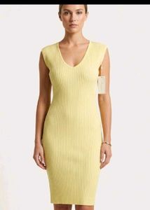 Cute Yellow Ribbed Knit Dress