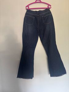 Flared Dark Wash Denim Jeans.