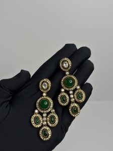 Elegant Emerald & Crystal Chandelier Earrings