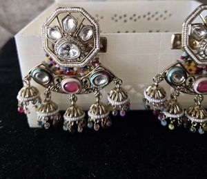 Indian Jhumka Earrings with Kundan