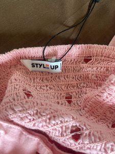 Cute Pink Heart Print Crop Top