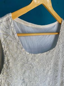 Cream Textured Sleeveless Top