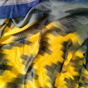 Vibrant Yellow &amp; Blue Saree