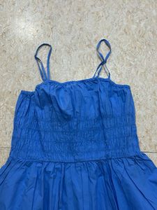 (XS) Midi Blue Smocked Sundress