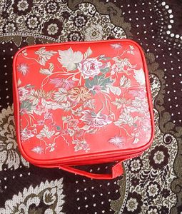 Red Floral Cosmetic Bag
