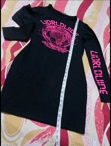 Black Graphic Long Sleeve Mini Dress