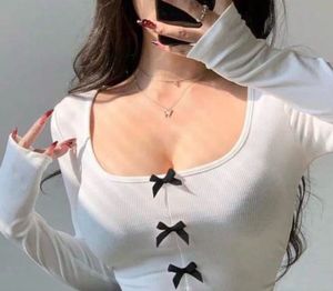 White Long Sleeve Top with Bows