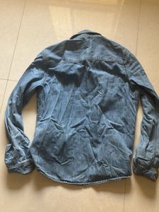 Denim Shirt with Embellished Collar