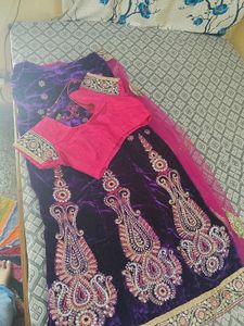 Embroidered Velvet Lehenga Choli