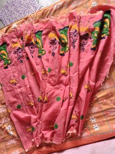 Elegant Pink silk thread work Saree with Unique Mo