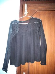 Sheer Black Polka Dot Top