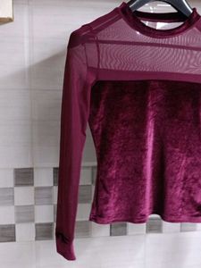 Sheer Velvet Long Sleeve Top