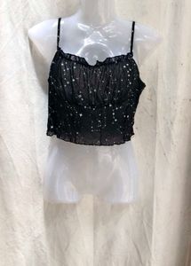 25V. Sparkling Star Print Sheer Cami Top