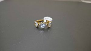 Anti-tarnish tri-hearts ring