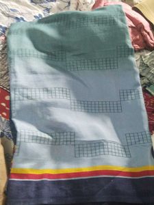 Beautiful Blue Saree with Grid Pattern