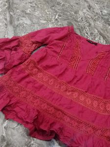 Boho Cotton Kurta with Lace Details