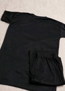 Girls Black Rhinestone T-Shirt &amp; Shorts Set