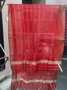 Elegant Red &amp; Gold Striped Dupatta