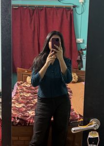 Dark Teal V-Neck Button Top