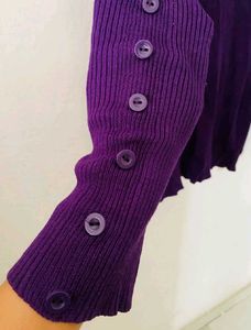 Purple Ribbed Turtleneck Sweater