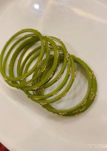 New Green Beaded Bangles(set of 12)