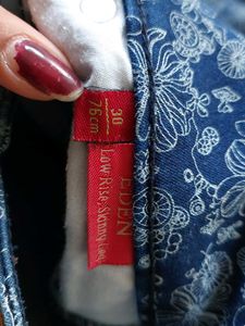 Coral Print Beautiful Blue Jeans