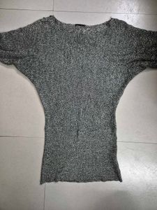 Gray Knit Off-Shoulder Mini Dress