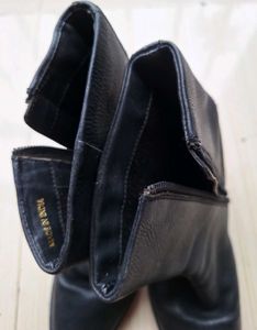 Black Faux Leather Block Heel Ankle Boots