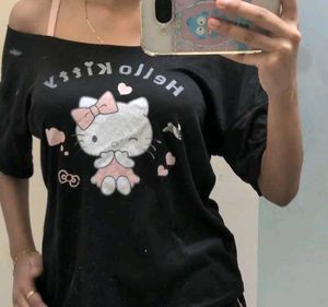 off shoulder hello kitty top