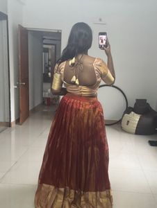 Orange, pink Gold zari - Lehenga Choli
