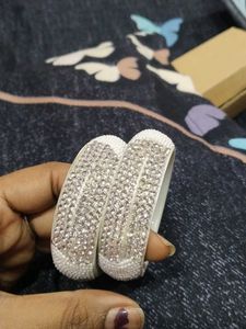 Sparkling White Bangles - Set of 2