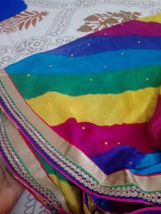 Vibrant Rainbow chiffon Saree