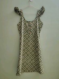 Chic Green Patterned Mini Dress